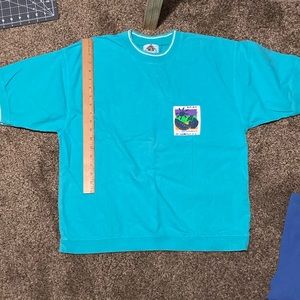 100% Cotton Turquoise BLUE Short Sleeve SHIRT from St. Maarten; Women’s 1X